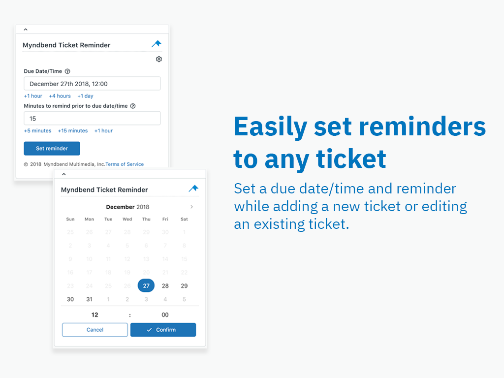Myndbend Ticket Reminder App Integration with Zendesk Support